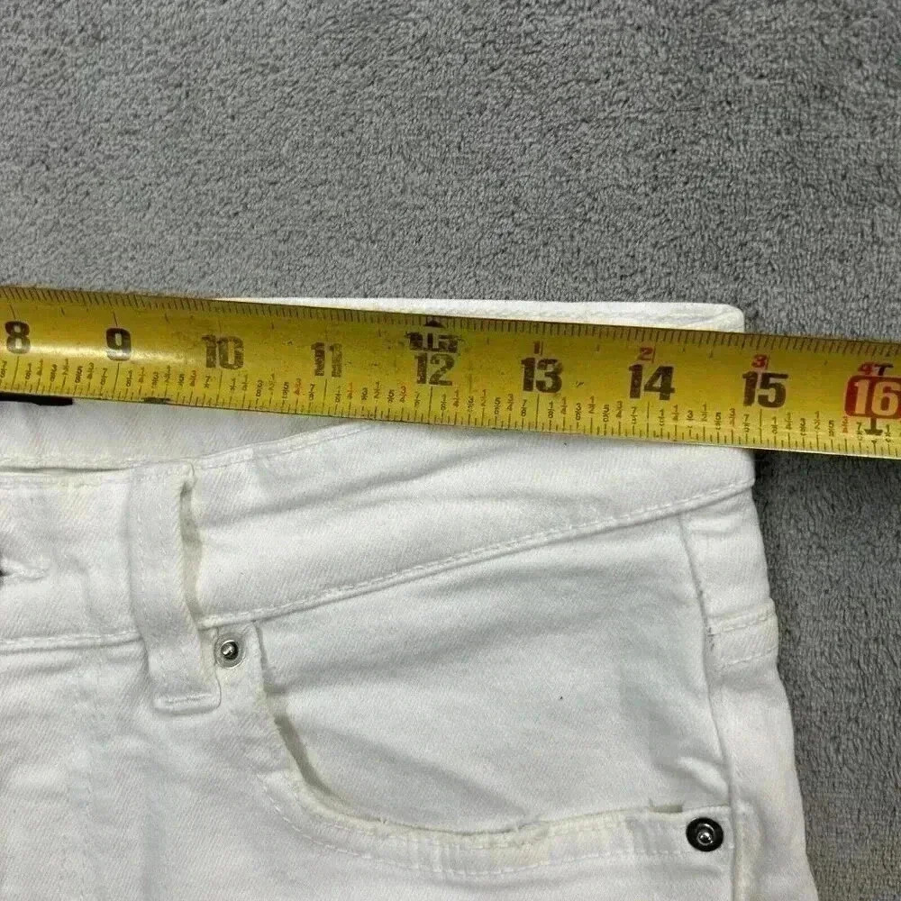 Zara Pants Womens Size 31 High Waisted White Denim Jeans Raw Hem Distressed - Picture 3 of 11